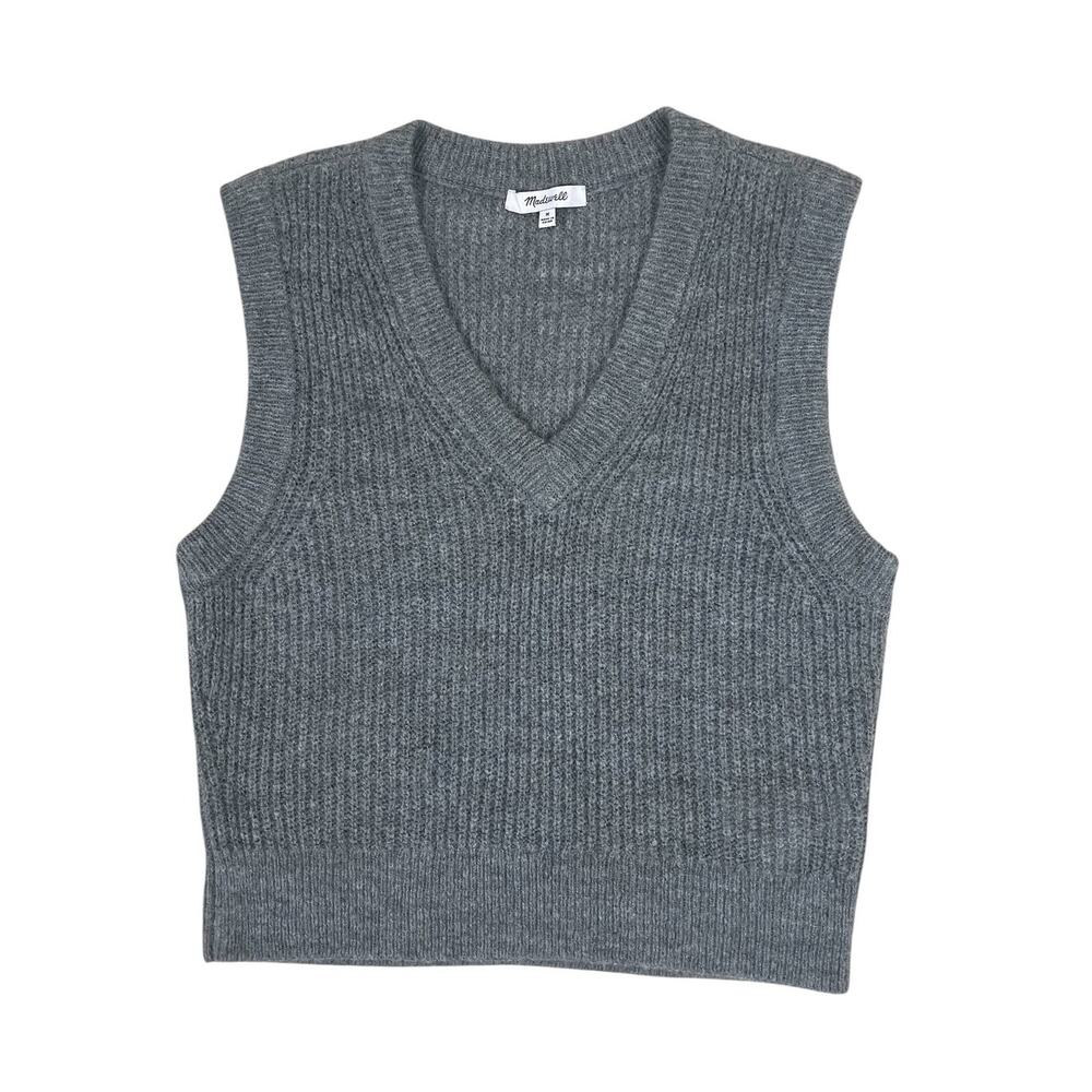 Madewell The Fineloft Shrunken Sweater Alpaca Blend Gray Sz M Quiet Luxury Chic